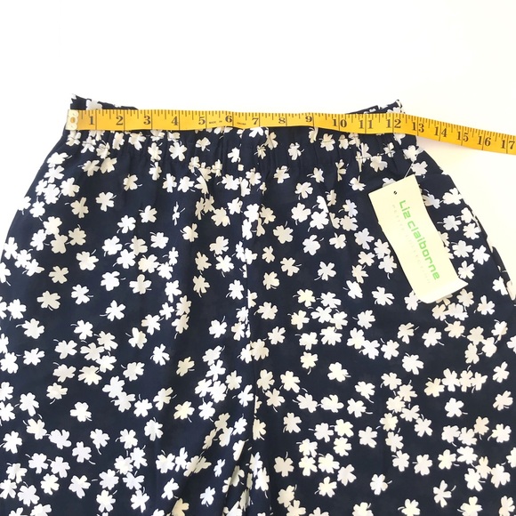 Liz Claiborne Navy Blue Floral Wide Leg Pants NWT - Picture 4 of 5